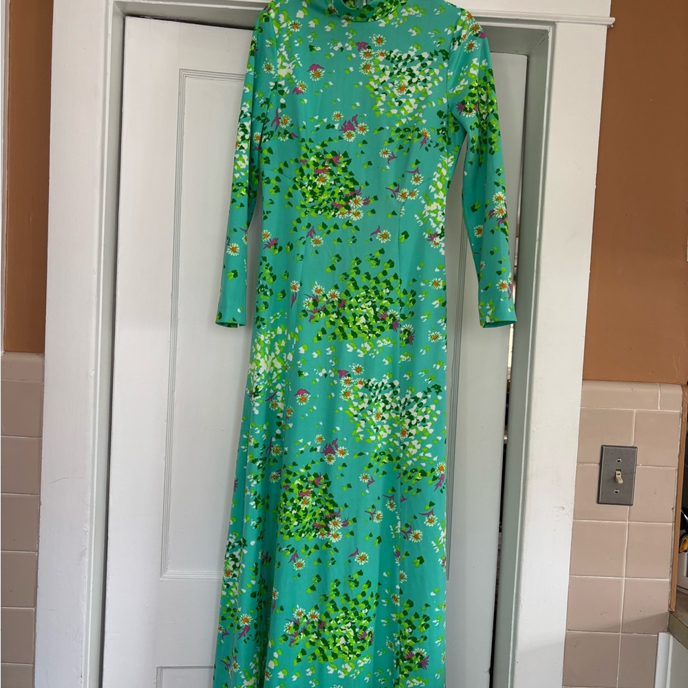 Keram New York Teal Floral Long Sleeve Dress